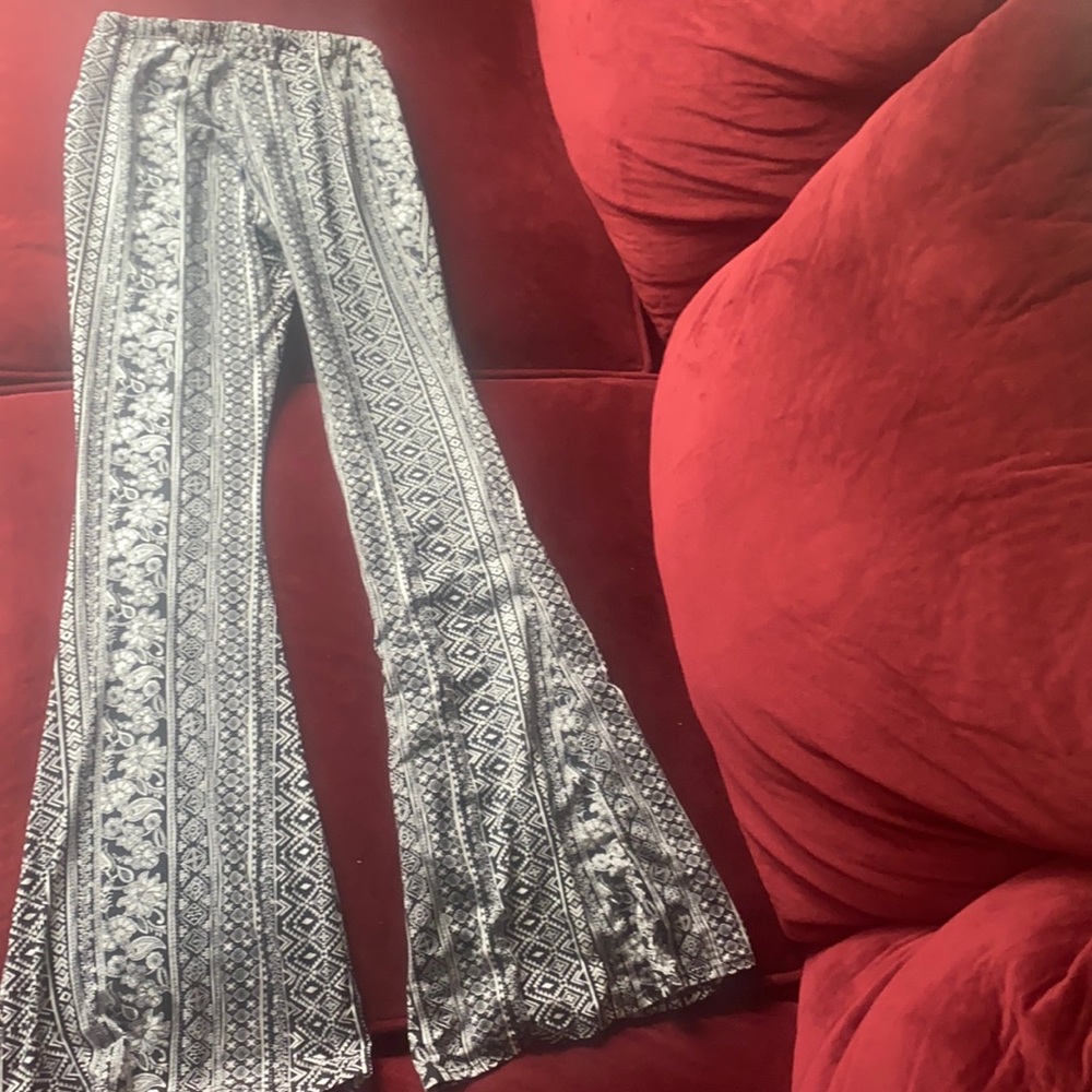 Black and white flare pants